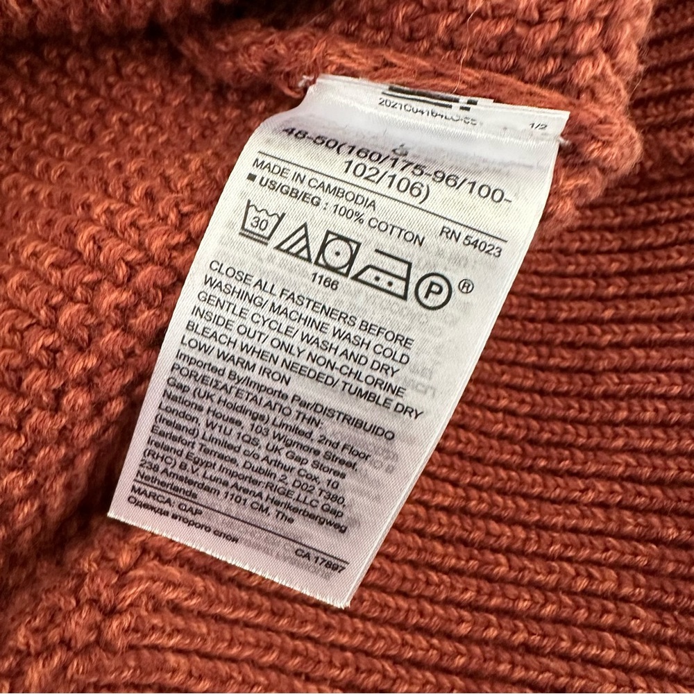 GAP cotton Cozy Knit Cardigan in Rust brown ladies size Large‎ NWT - Picture 6 of 7